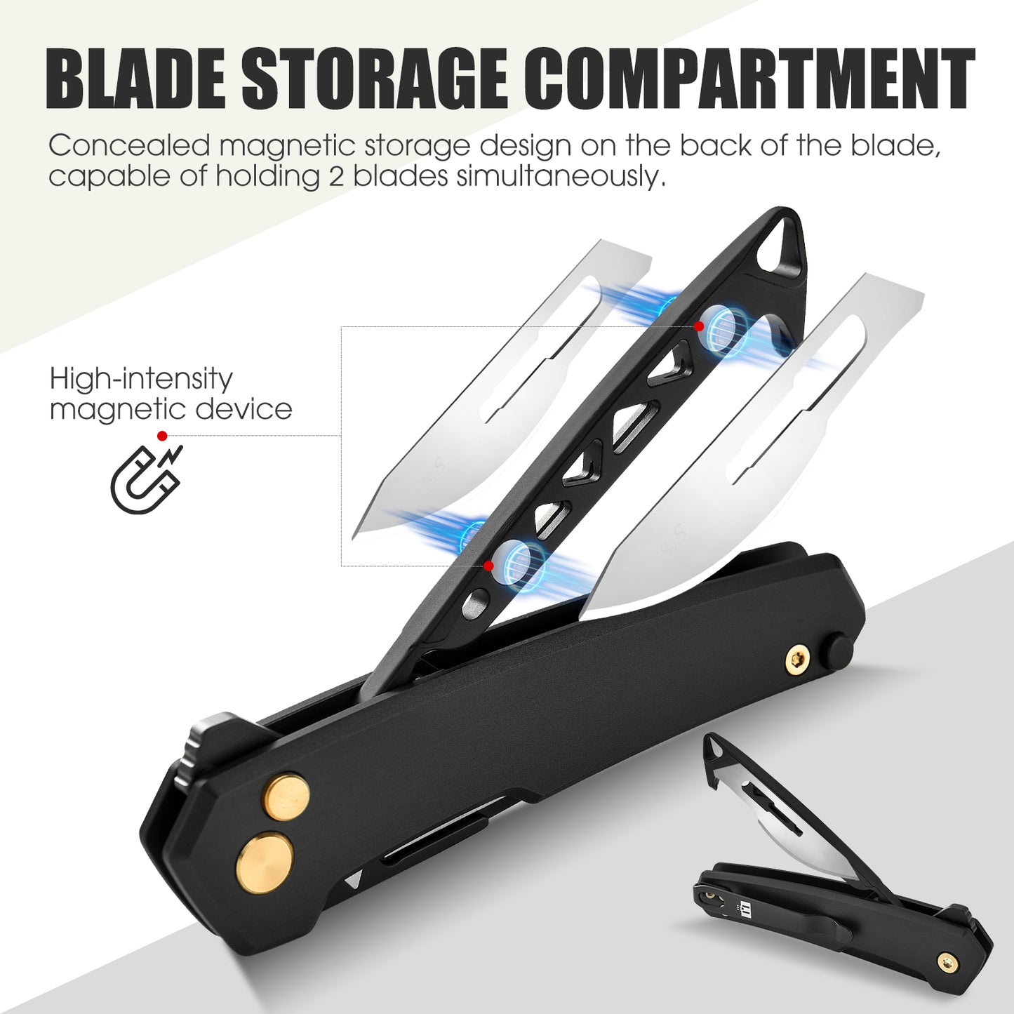 TIESANJIAO Button Lock Scalpel Blade Box Cutter, Aluminum Alloy Handle (Black)