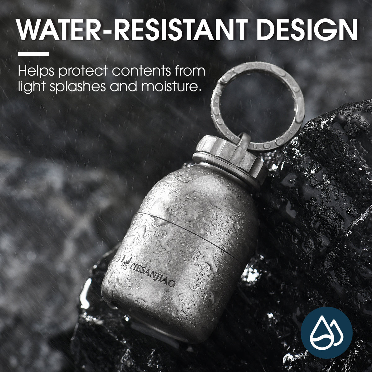 TIESANJIAO  TC4 Titanium Mini Waterproof Capsule | EDC Pill Container, Sandblasted & Stonewashed Finish