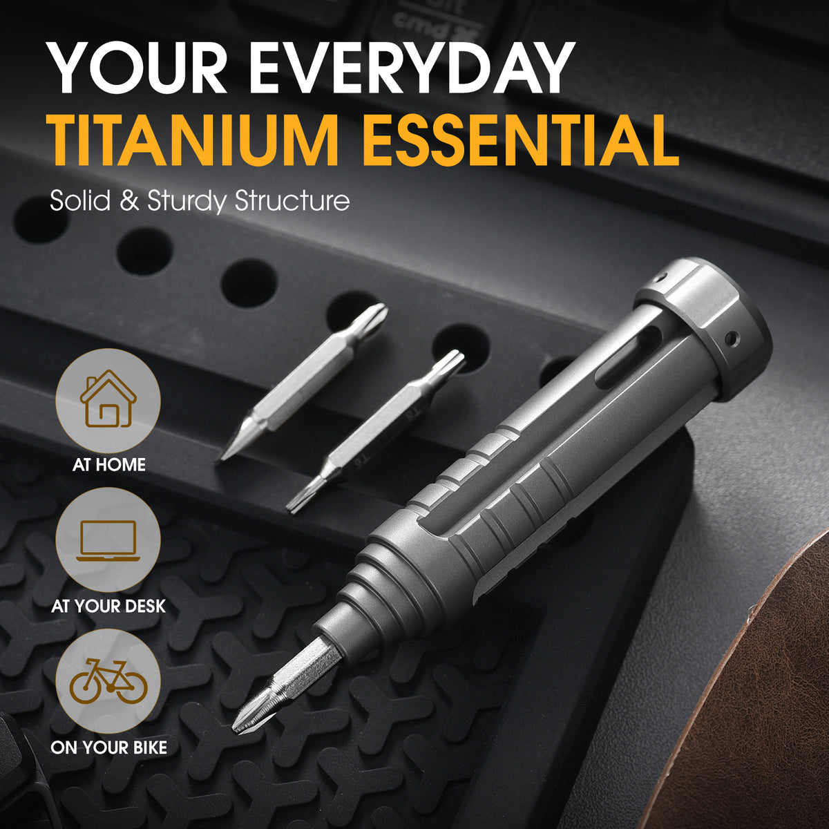 TIESANJIAO Minimalist Custom TC4 Titanium Mini Screwdriver | EDC Pocket Tool, Sandblasted & Stonewashed Finish