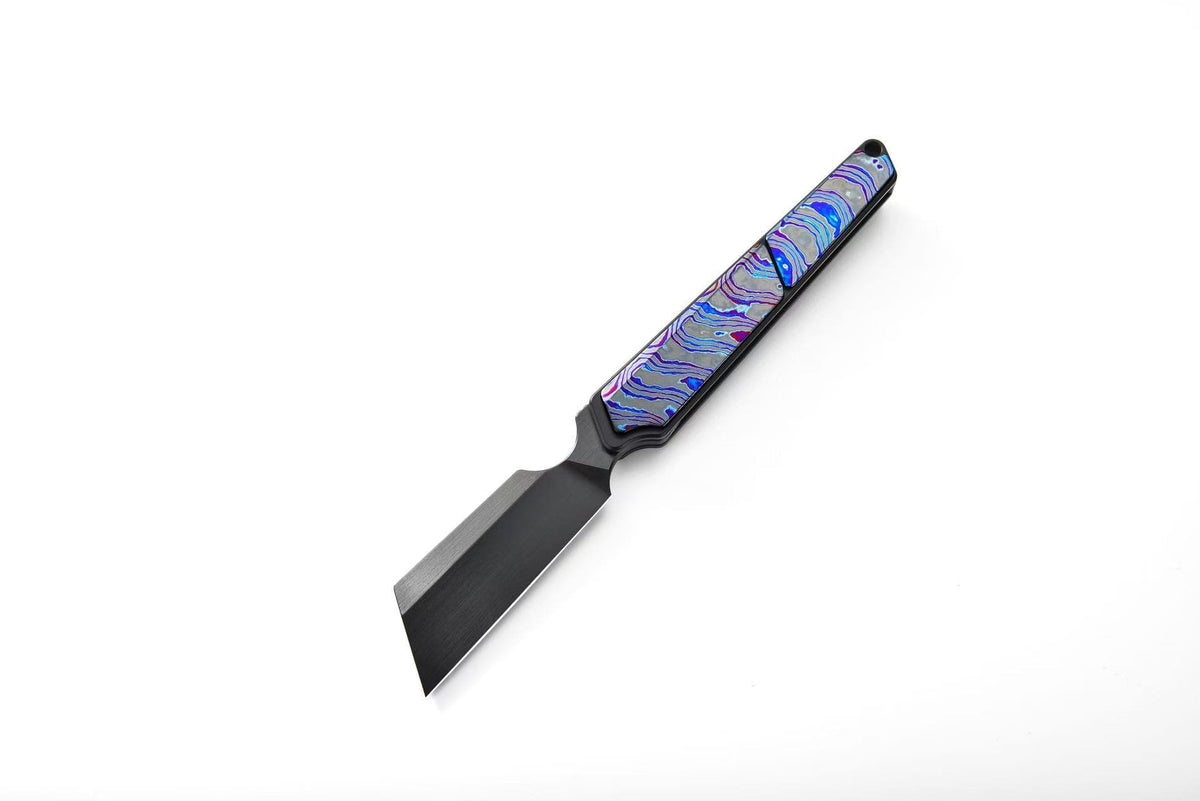 TIESANJIAO Minimalist Hidden-Screw Custom EDC Folder – M390 Brushed DLC & Zirconium Damascus