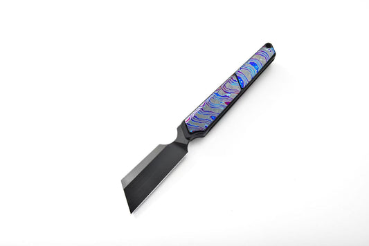 TIESANJIAO Minimalist Hidden-Screw Custom EDC Folder – M390 Brushed DLC & Zirconium Damascus