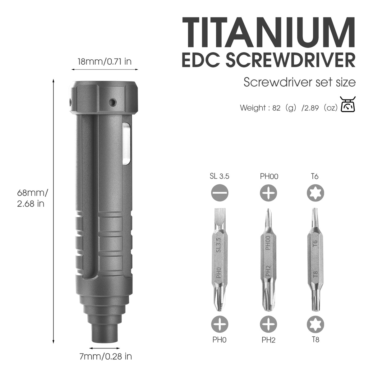 TIESANJIAO Minimalist Custom TC4 Titanium Mini Screwdriver | EDC Pocket Tool, Sandblasted & Stonewashed Finish
