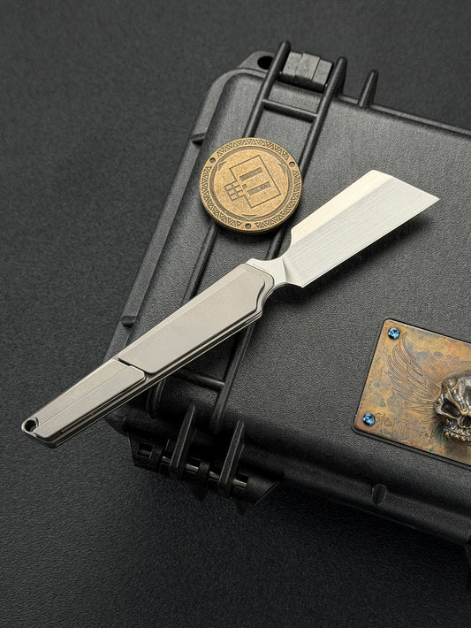 TIESANJIAO Minimalist Hidden-Screw Custom EDC Folder – M390 Brushed Finish & Full TC4 Titanium